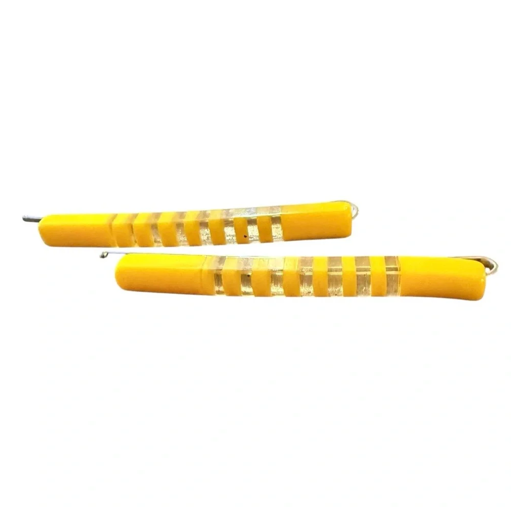 1970’s‎ Yellow and Clear Striped Bobby Pins Barrettes, 2.5” Long, Deadstock